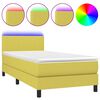 vidaXL Sommier &agrave; lattes de lit avec matelas LED Vert 100x200 cm Tissu