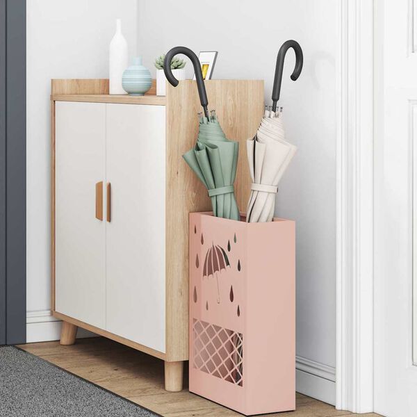 vidaXL Porte-parapluie avec stockage Rose 28 x 12 x 41 cm Acier