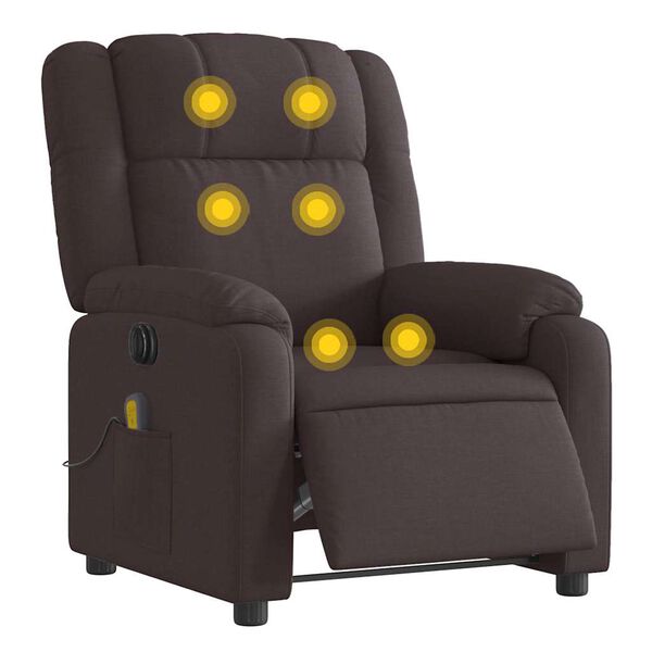 vidaXL Fauteuil de massage inclinable &eacute;lectrique Marron fonc&eacute; Tissu