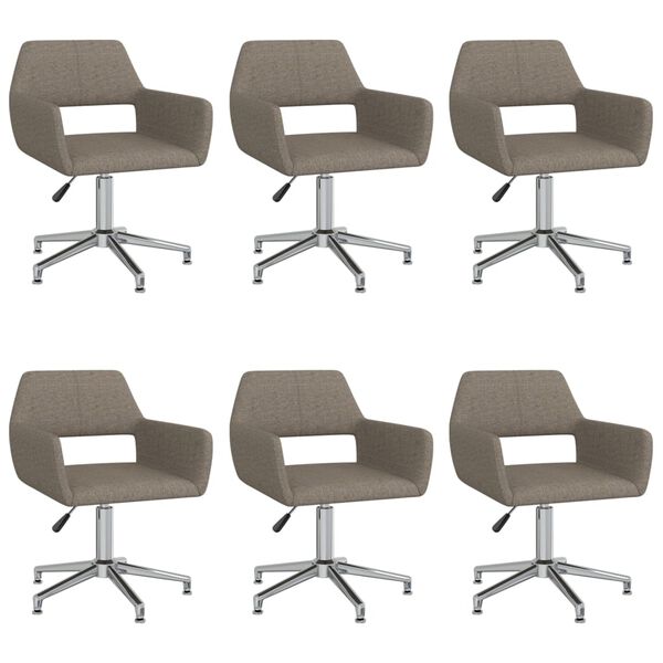 vidaXL Chaises pivotantes &agrave; manger lot de 6 taupe tissu