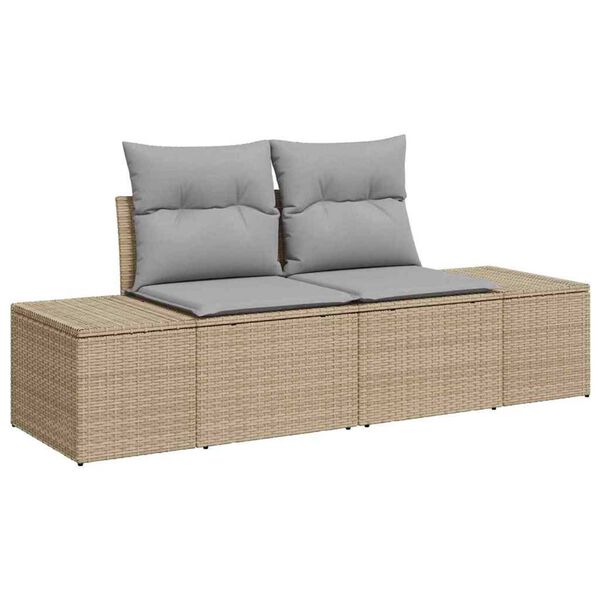 vidaXL Ensemble de canap&eacute; de jardin 8 pcs Beige Poly rotin