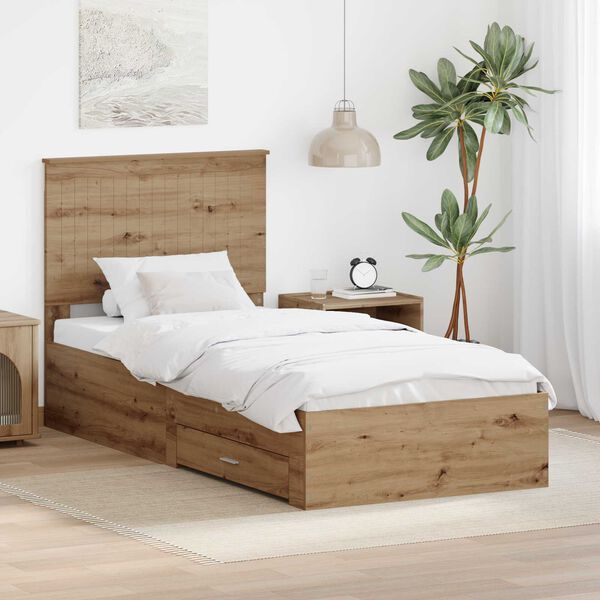 vidaXL Cadre de lit Ch&ecirc;ne artisanal 90 x 190 cm Bois d'ing&eacute;nierie