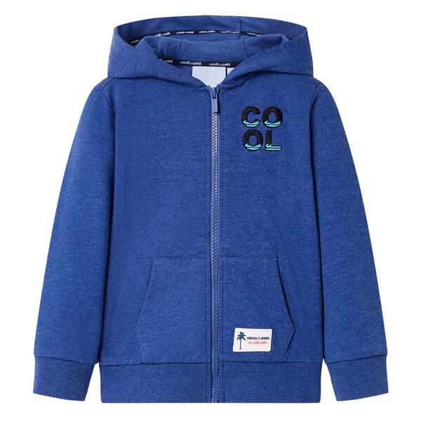 Sweat-shirt &agrave; capuche fermeture &eacute;clair enfants bleu fonc&eacute; m&eacute;lang&eacute; 104