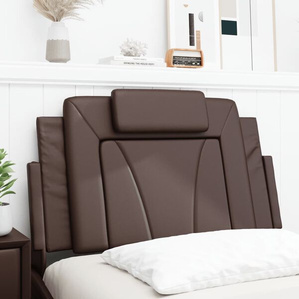 vidaXL Coussin de t&ecirc;te de lit Viana marron 80 cm similicuir