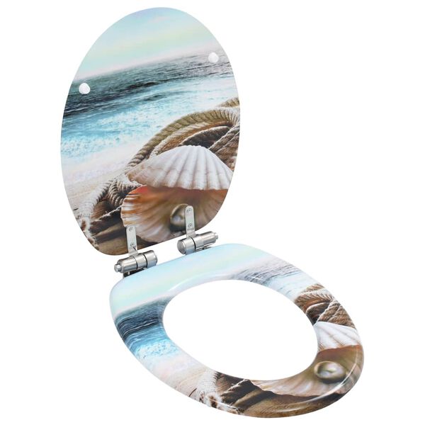 vidaXL lot de 2 Si&egrave;ges WC MDF couvercle fermeture en douceur Coquille