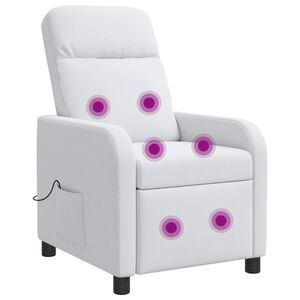 vidaXL Fauteuil de massage inclinable Blanc Tissu