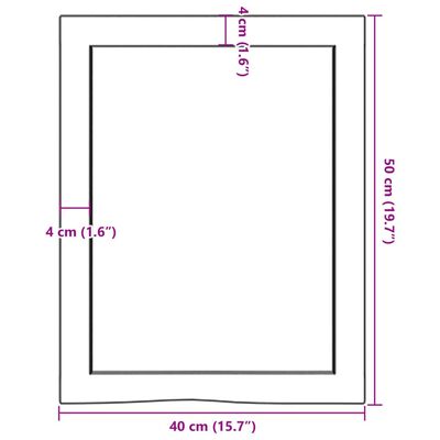 vidaXL Comptoir de salle de bain marron 40x50x(2-6) cm bois traité
