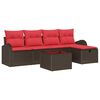 vidaXL Ensemble de Canap&eacute;s avec coussin Marron et rouge polyrotin