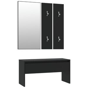 vidaXL Ensemble de meubles de couloir noir bois d'ing&eacute;nierie