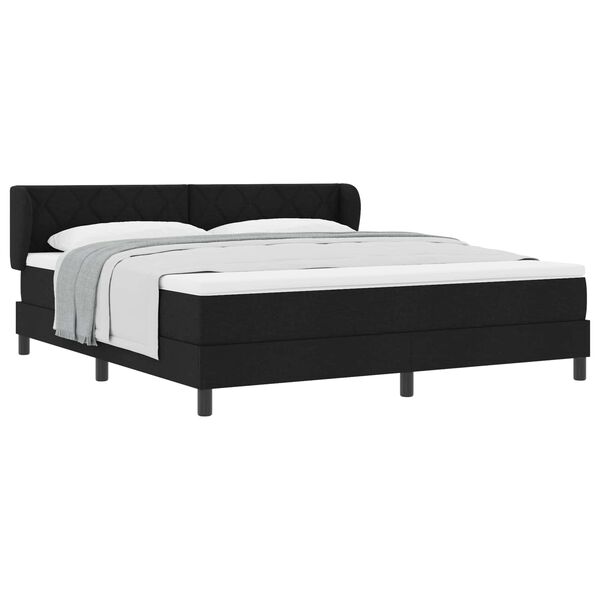 vidaXL Lit &agrave; ressorts avec matelas Noir 180 x 200 cm tissu