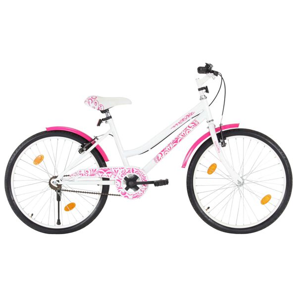 vidaXL V&eacute;lo pour enfants 24 pouces Rose et blanc