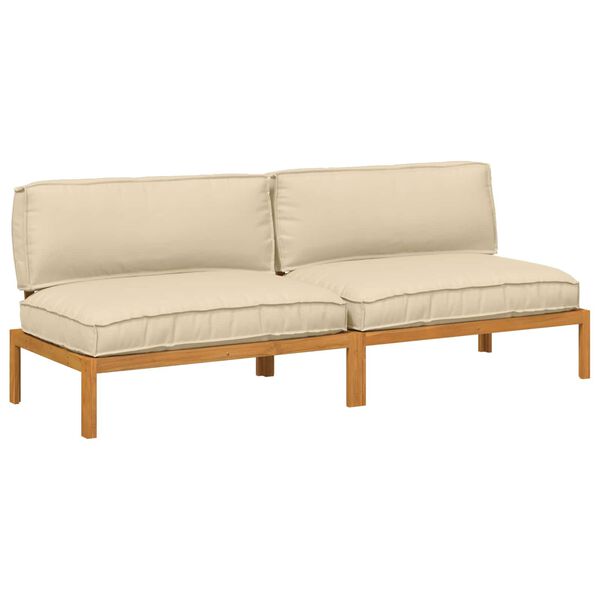 vidaXL Ensemble de Canap&eacute;s Uni 2 pcs Beige Bois d'Acacia Massif