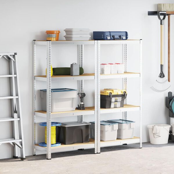 vidaXL &Eacute;tag&egrave;res de rangement &agrave; 4 niveaux 2 pcs acier bois d'ing&eacute;nierie