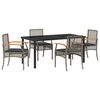 vidaXL Ensemble de salle &agrave; manger pour jardin 5 pcs Gris et Noir Rotin