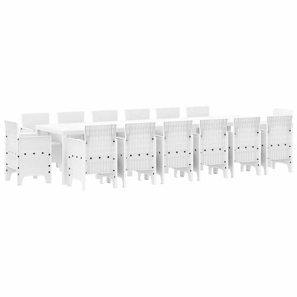 vidaXL Ensemble de salle &agrave; manger pour jardin 15 pcs Blanc Rattan Polt