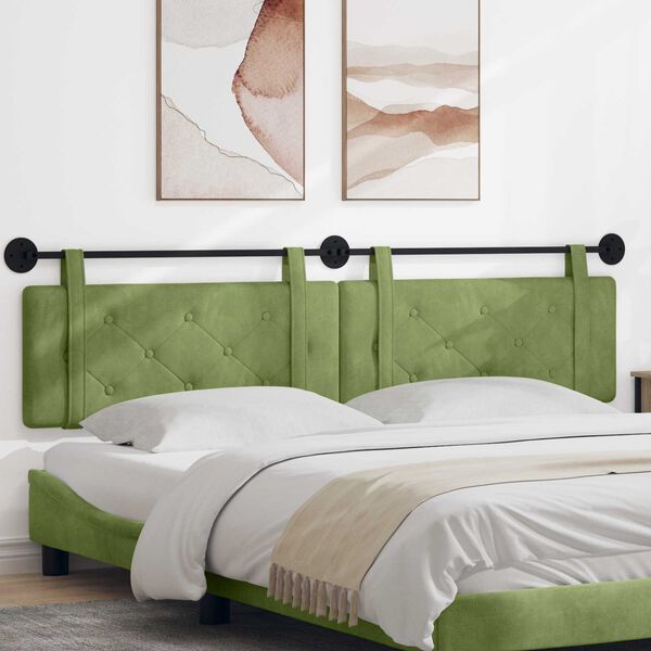 vidaXL T&ecirc;te de lit suspendue Vert clair 210 x 55 x 5 cm Velours