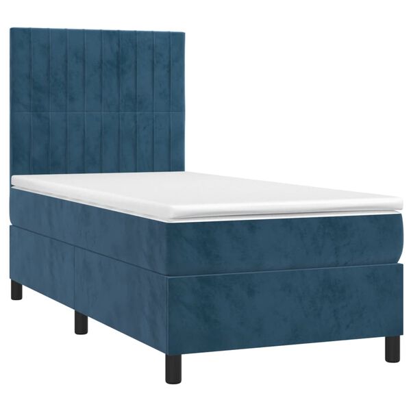 vidaXL Sommier &agrave; lattes de lit avec matelas Bleu fonc&eacute; 90x200 cm