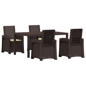 vidaXL Ensemble de salle &agrave; manger pour jardin 5 pc Marron et cr&egrave;me PP