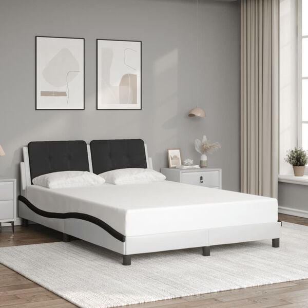 vidaXL Cadre de lit sans matelas Zadar blanc et noir 120x200 cm similicuir