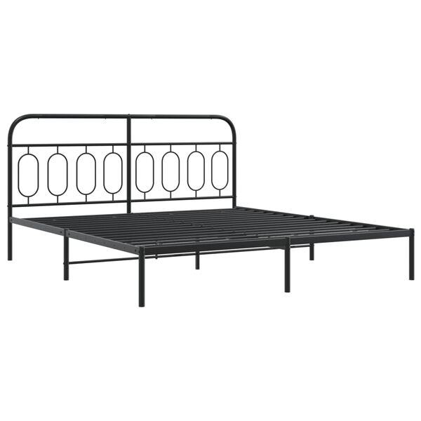 vidaXL Cadre de lit m&eacute;tal sans matelas avec pied de lit noir 183x213cm
