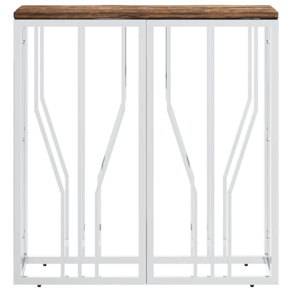vidaXL Table console argent&eacute; acier inoxydable/bois massif r&eacute;cup&eacute;ration