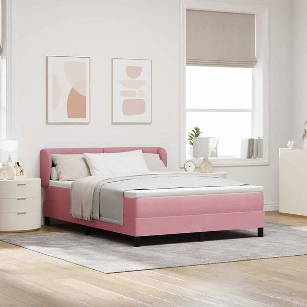 vidaXL Lit &agrave; ressorts avec matelas Rose 140 x 200 cm Velours