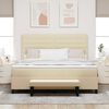 vidaXL Lit &agrave; ressorts avec matelas Cr&egrave;me 180 x 200 cm tissu