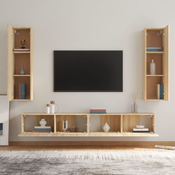 vidaXL Ensemble de meubles TV 4 pcs Ch&ecirc;ne sonoma Bois d'ing&eacute;nierie