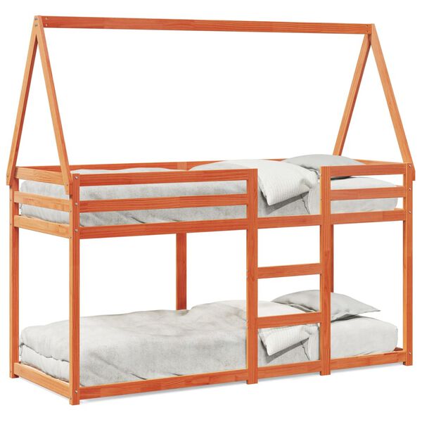 vidaXL Lit superpos&eacute; sans matelas cire marron 90x200 cm pin massif
