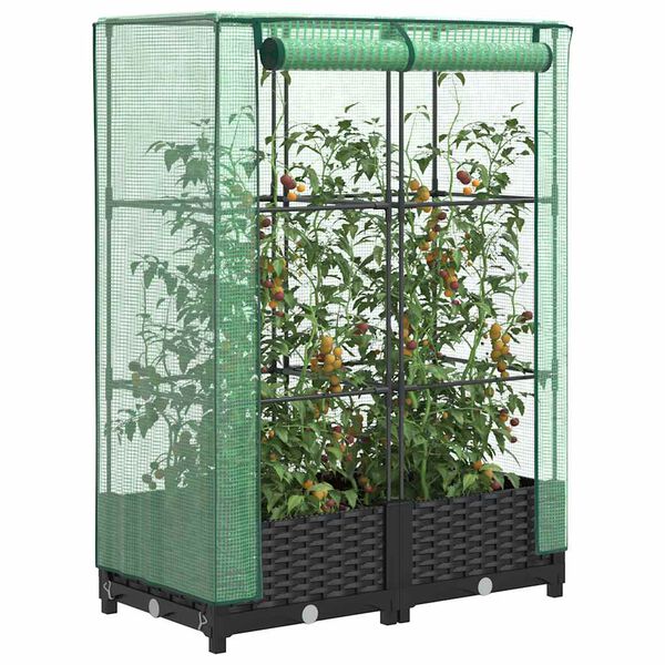 vidaXL Jardini&egrave;re sur&eacute;lev&eacute;e avec housse aspect rotin 80x40x123 cm