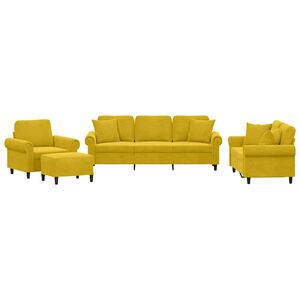 vidaXL Ensemble de canap&eacute;s 4 pcs avec coussins jaune velours