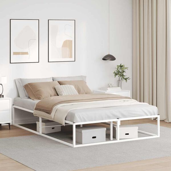 vidaXL Cadre de lit sans matelas blanc 140x200 cm m&eacute;tal