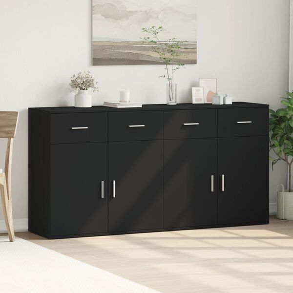 vidaXL Buffets 2 pcs noir 79x38x80 cm bois d'ing&eacute;nierie