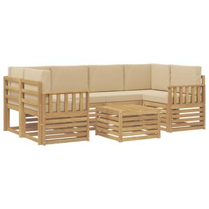 vidaXL Ensemble de canap&eacute;s d'ext&eacute;rieur 7 pc Blanc et Beige Polyester