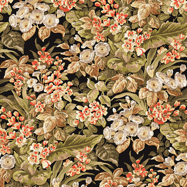 DUTCH WALLCOVERINGS Papier peint floral Noir