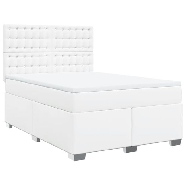 vidaXL Sommier &agrave; lattes de lit avec matelas Blanc 140x190cm Similicuir