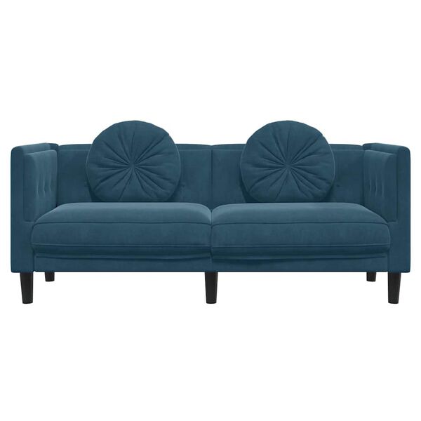 vidaXL Canap&eacute; avec coussins 2 places bleu velours