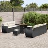 vidaXL Ensemble de canap&eacute; de jardin avec coussin 10 pcs Noir polyrotin