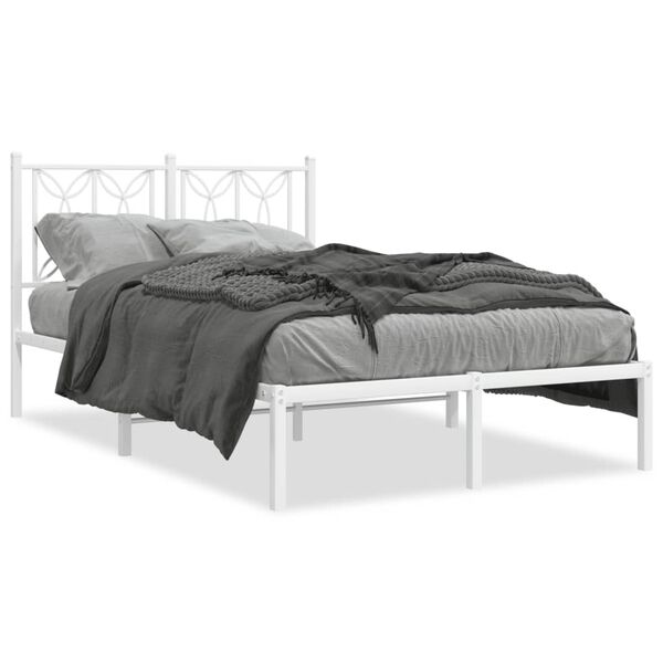 vidaXL Cadre de lit métal sans matelas et tête de lit blanc 120x200 cm