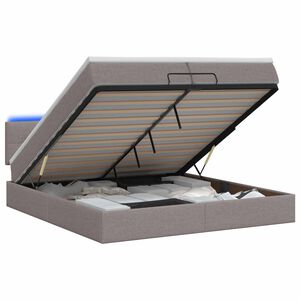 vidaXL Lit coffre avec matelas et LED Taupe 200 x 200 cm Tissu