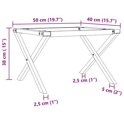 vidaXL Pieds de table basse cadre en X 50x40x38 cm fonte