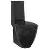 vidaXL Toilette en c&eacute;ramique ronde &eacute;coulement d'eau au fond noir