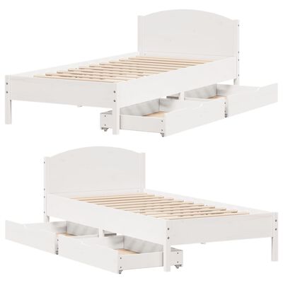 vidaXL Cadre de lit sans matelas blanc 90x200 cm bois de pin massif