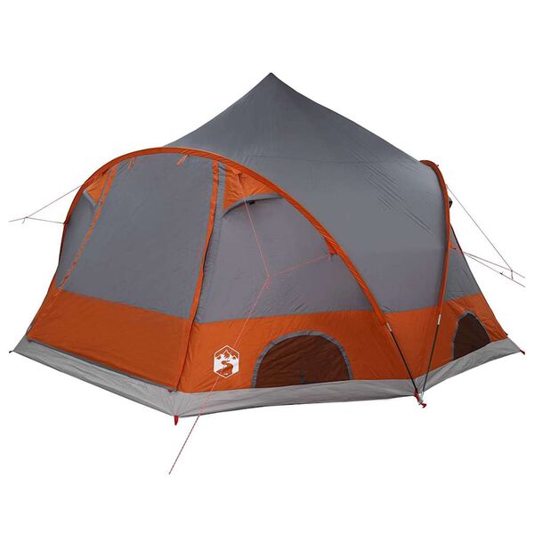 vidaXL Tente D&ocirc;me avec toit Gris et orange 505 x 450 x 248 cm