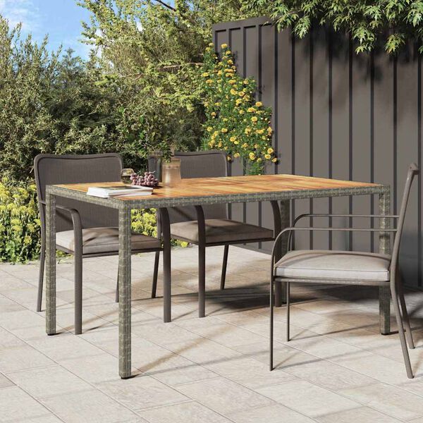 vidaXL Table de jardin pour repas Gris 150 x 90 x 75 cm polyrotin