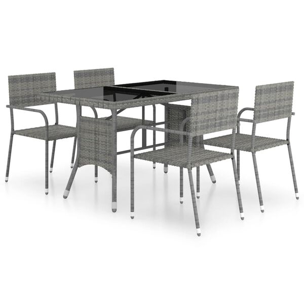 vidaXL Ensemble &agrave; manger de jardin 5pcs R&eacute;sine tress&eacute;e Anthracite gris
