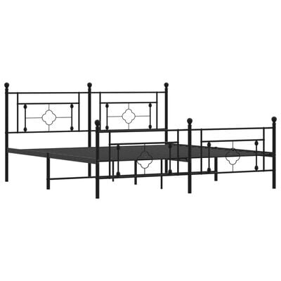 vidaXL Cadre de lit métal sans matelas avec pied de lit noir 183x213cm