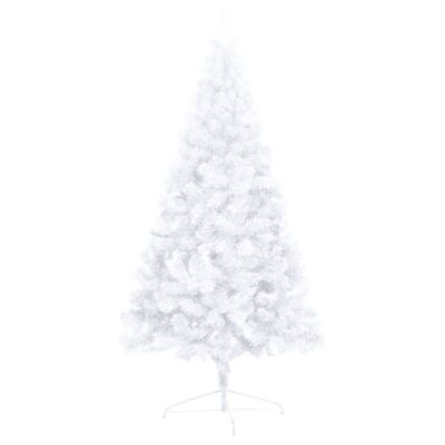 vidaXL Sapin de Noël artificiel pré-éclairé moitié/support blanc 210cm