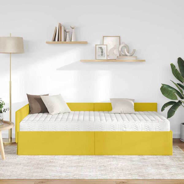 vidaXL Cadre de lit d'angle avec matelas Autre 2 pcs Vert Velours