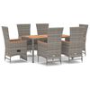 vidaXL Ensemble &agrave; manger de jardin et coussins 7 pcs gris rotin